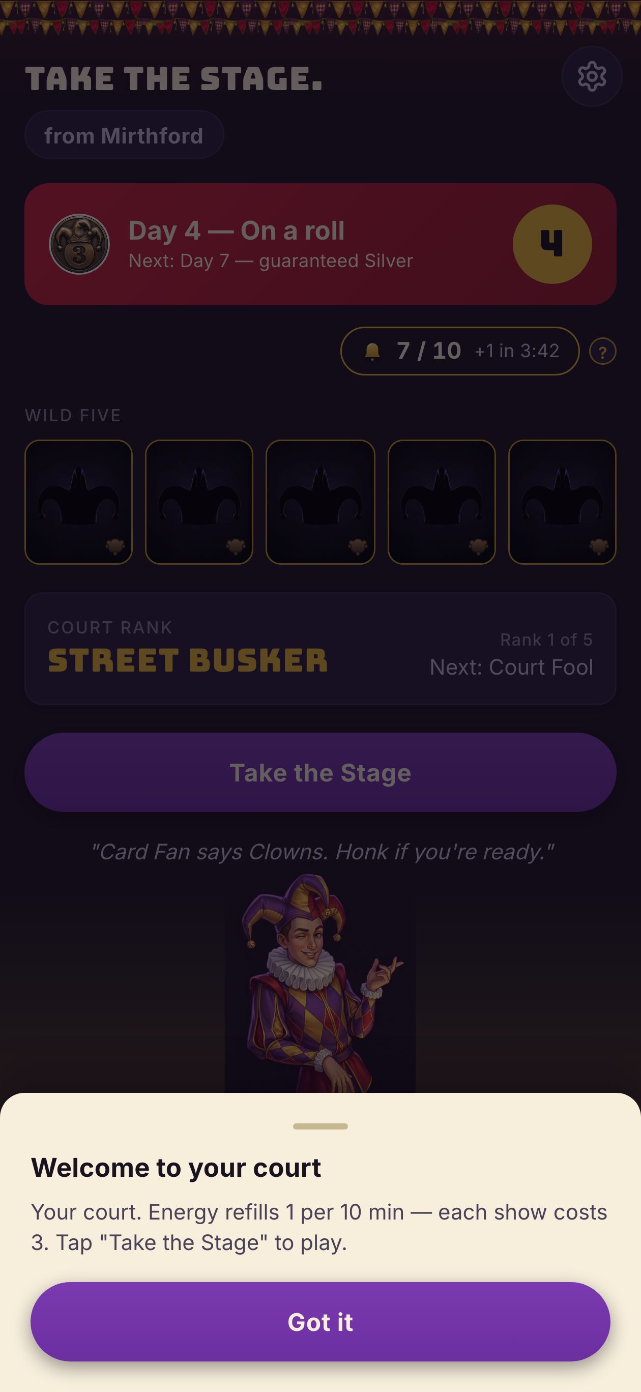 Home &mdash; Take the Stage, Wild Five, court rank