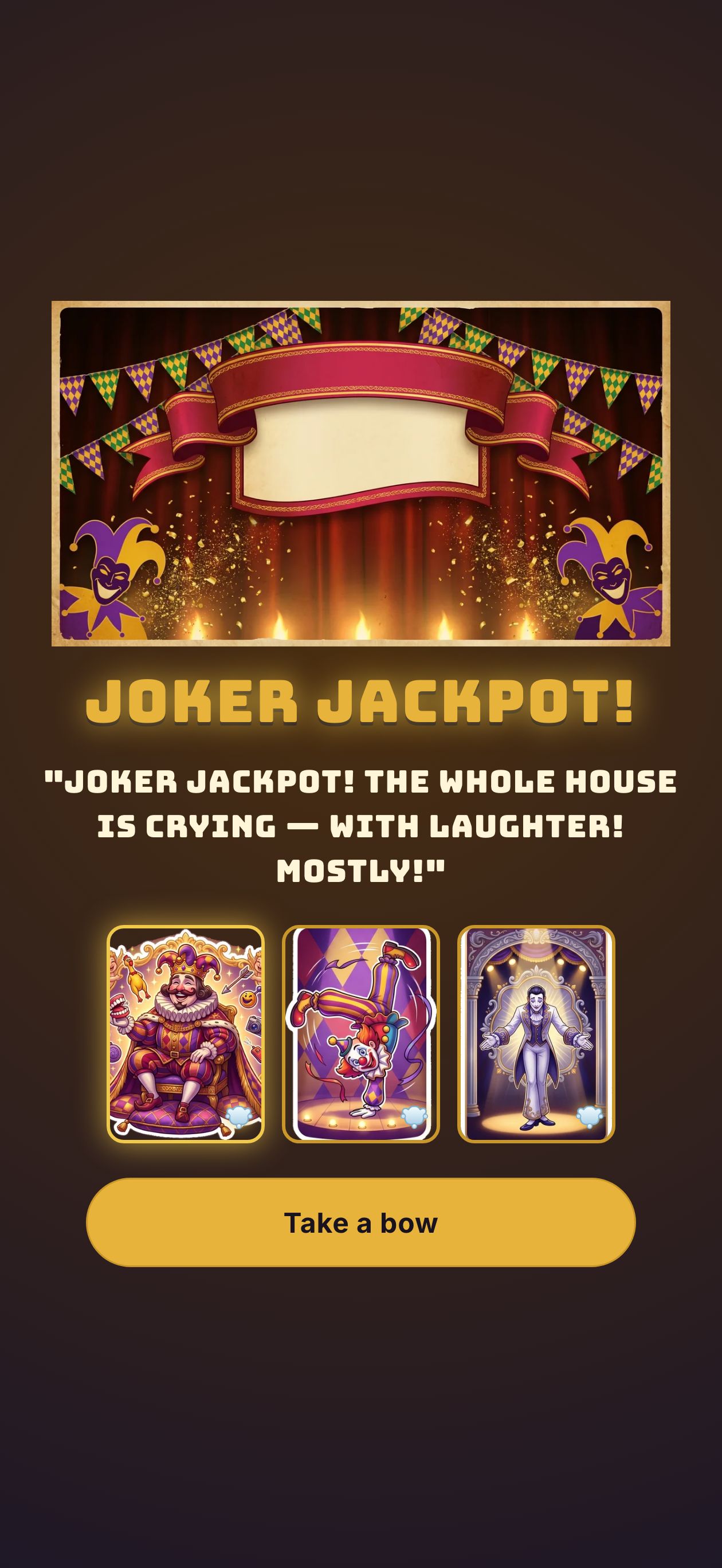 JOKER JACKPOT! &mdash; purple-and-gold confetti burst